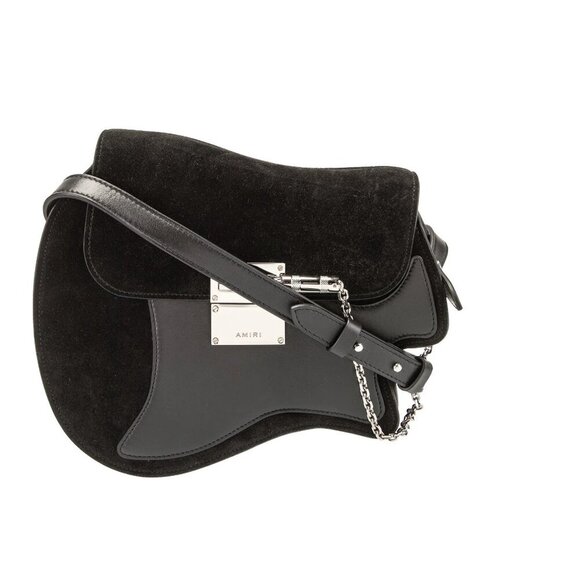 Amiri Guitar Shoulder Bag in Black Leather and Suede NWT - Picture 8 of 10